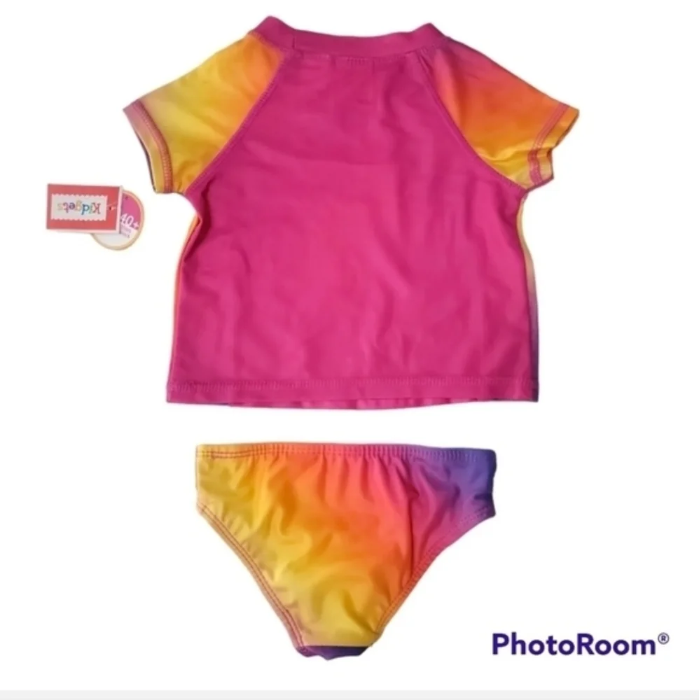 Toddler Girl Swimsuit Unicorn Pink Rashguard Set Swimwear 2‎ Piece